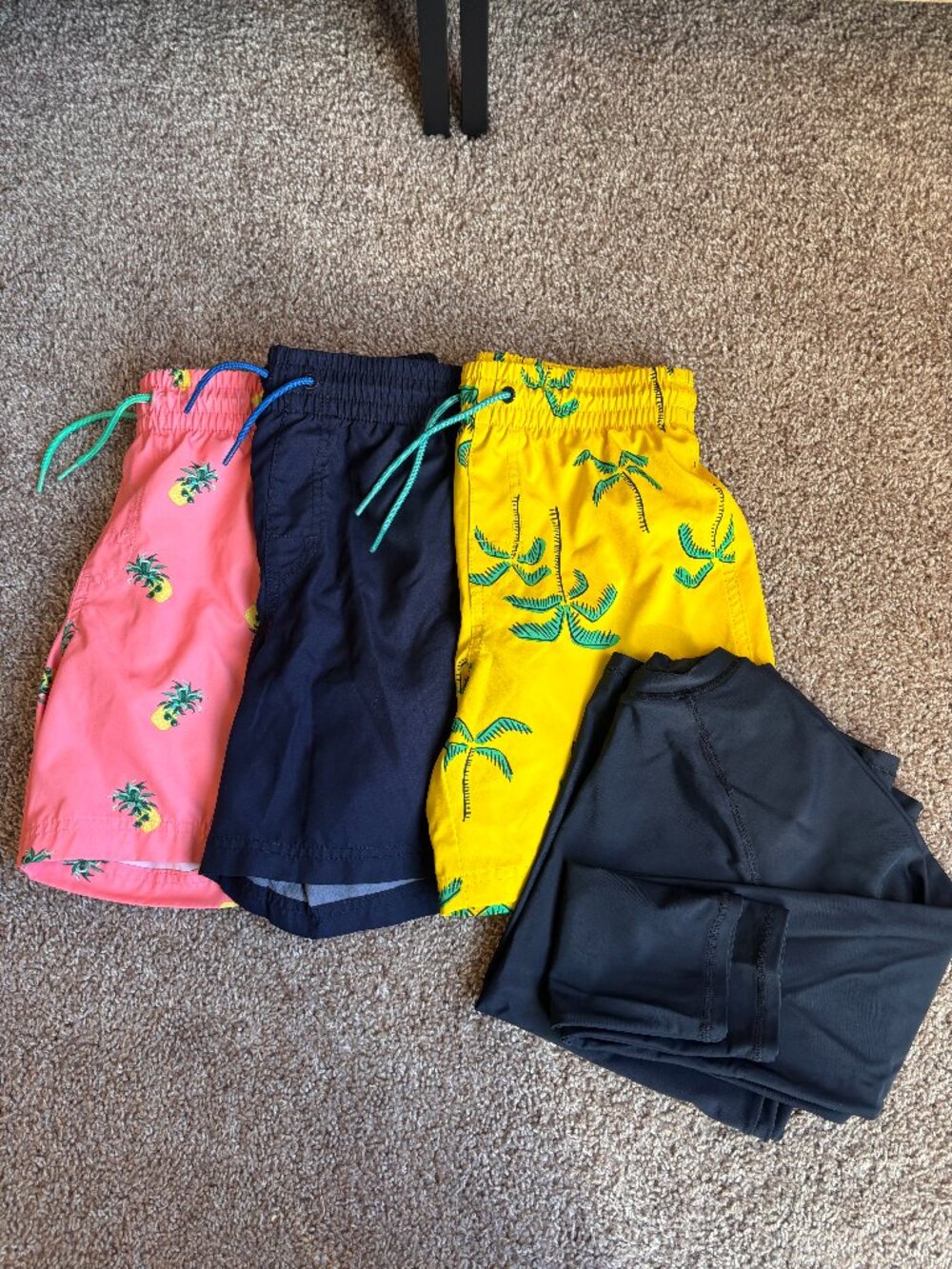 Old Navy Boys Swimwear Bundle Size 10–12 Large – 3 Swim Trunks + Rash Guard